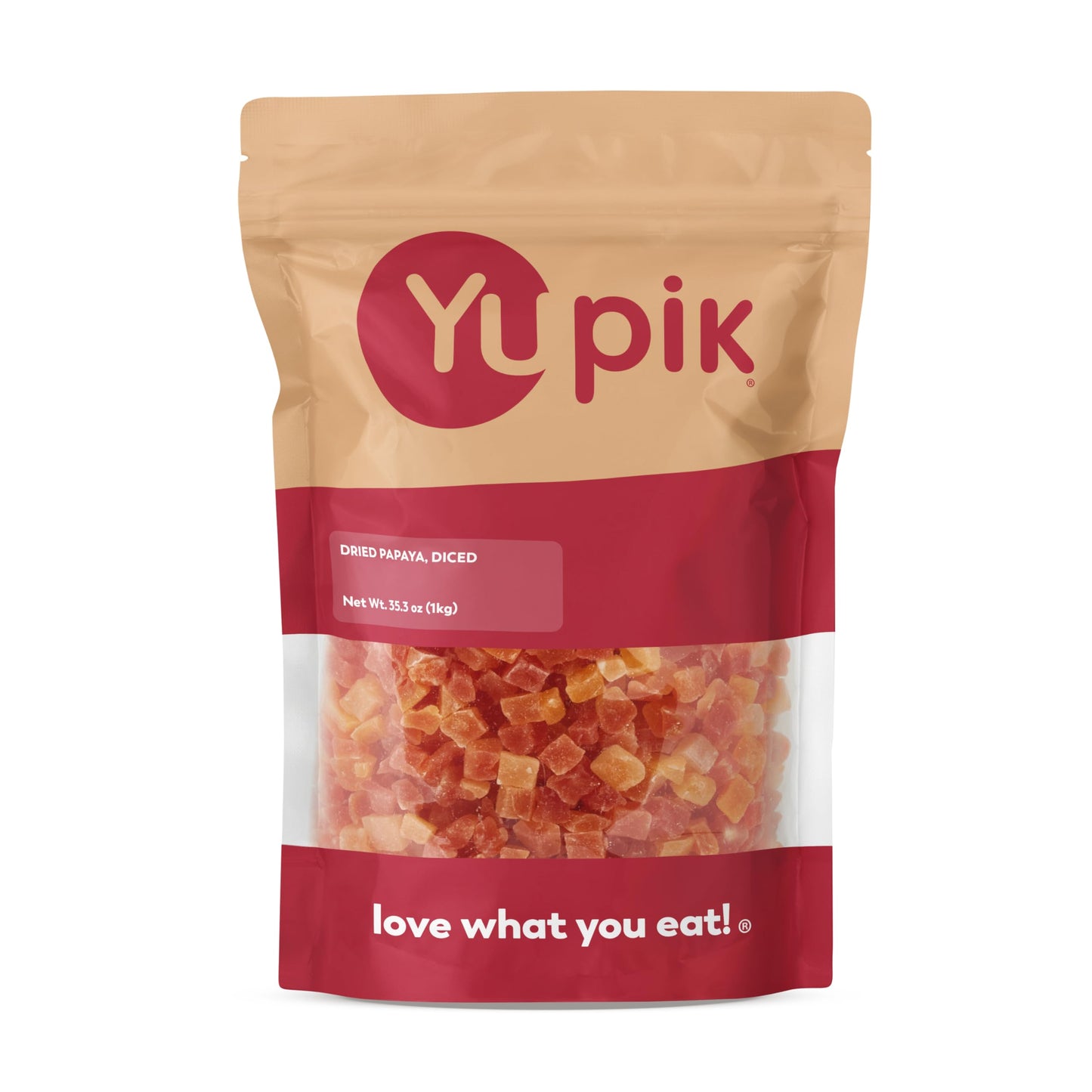Yupik Dried Papaya, Diced, 2.2 lb (35.2 oz), Gluten-Free, Vegan, Kosher, Sweetened Tropical Dried Fruits, Cubed Papaya Pieces, No Added Sulphites