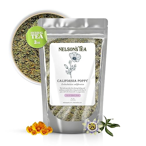 Nelson's Tea - California Poppy Cut & Sifted, Caffeine-Free Loose Leaf Tea Blend, Light Floral, Golden Poppy Flavor for Gentle Peace & Comfort, Mild