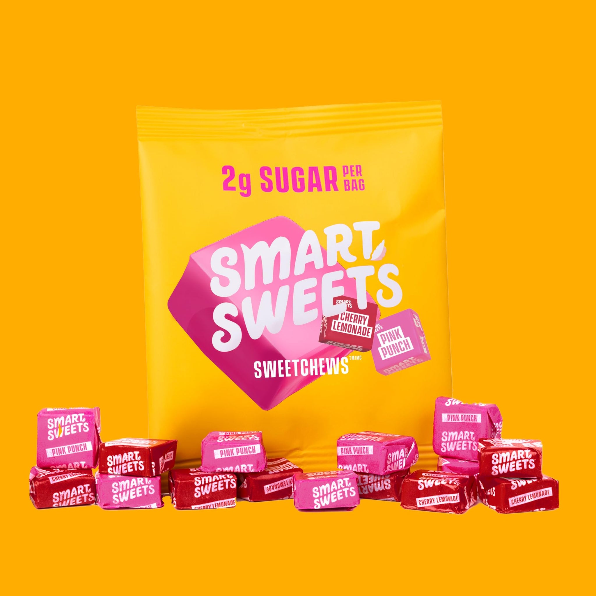 SmartSweets SweetChews Chewy Candy, Gluten Free, Plant Based, Healthy Snacks for Adults & Kids, Low Sugar, Pink Punch & Cherry Lemonade, No Artificial
