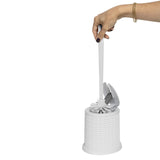 Bath Bliss Self Closing Lid Toilet Brush with Rim Scrubber | Dimensions: 5. 9" x 5. 3" x 15. 4" | Self Closing | 360 Degree Bristle | Bathroom