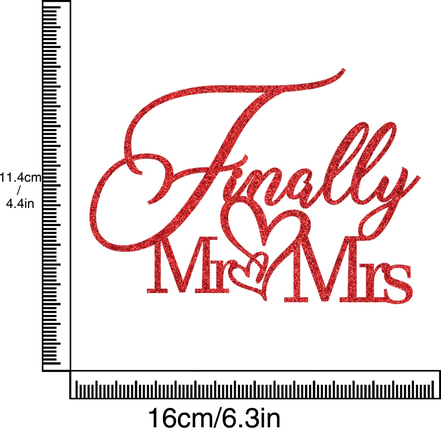 Finally Mr & Mrs Cake Topper,Wedding Anniversary Bridal Shower Party Decorations,Romantic Wedding Party Decorative Cake Toppers (Red)