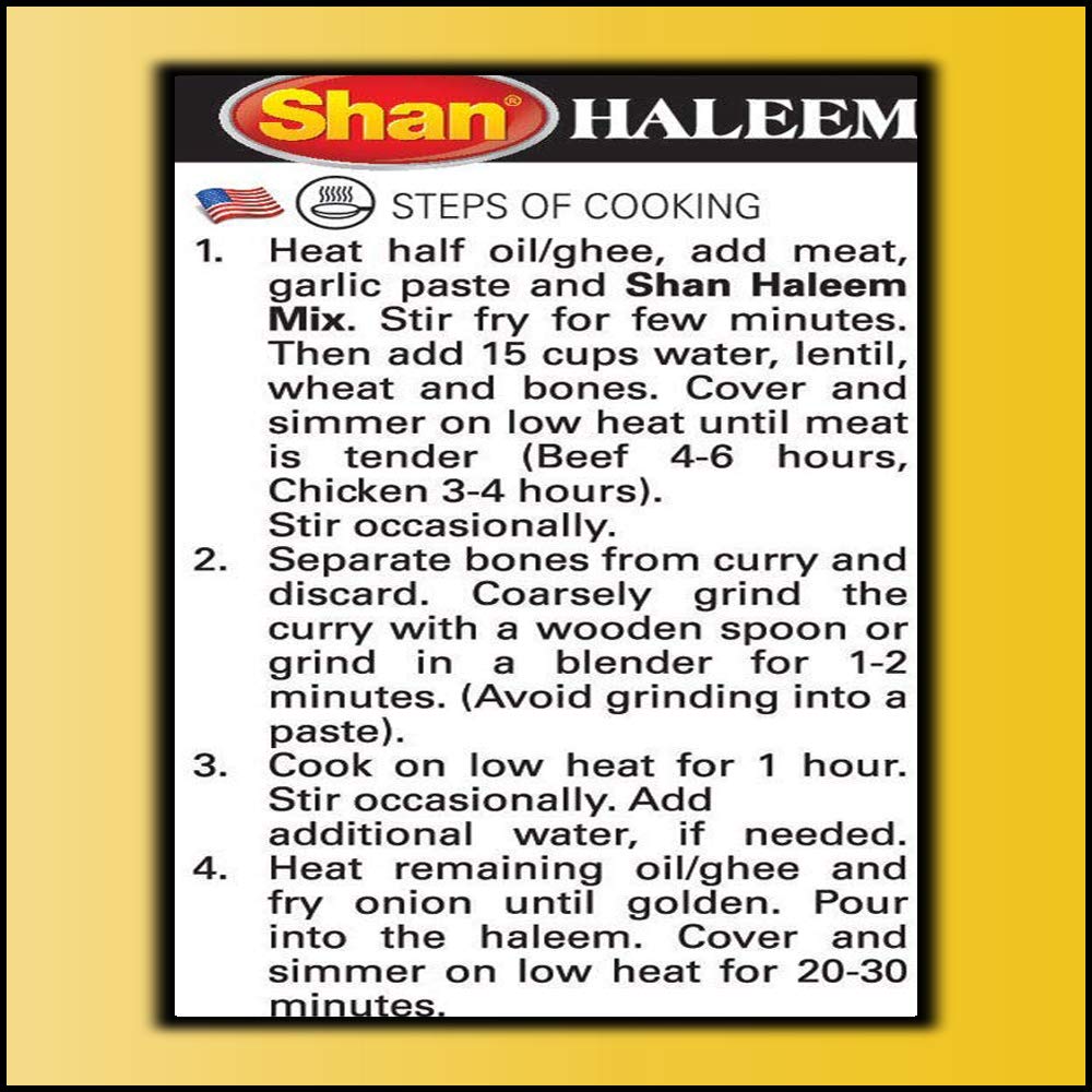 Shan Haleem Recipe and Seasoning Mix 1.76 oz (50g) - Spice Powder for Traditional Meat and Lentil Curry - Suitable for Vegetarians - Airtight Bag in a