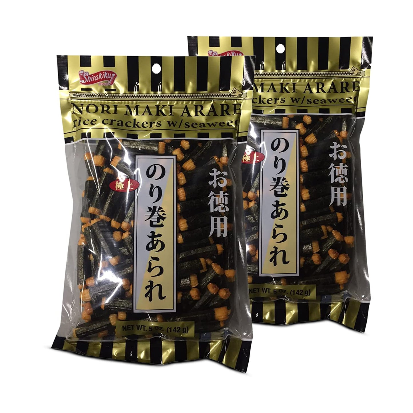 Shirakiku Japanese Nori Maki Arare Rice Crackers with | Glutinous Rice, Soy Sauce, Wheat, and Seaweed | Crispy and Savory Cracker Snacks, Seaweed
