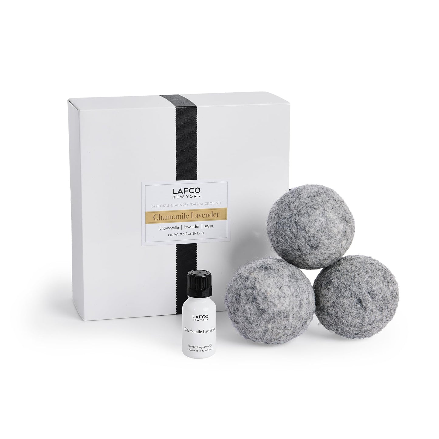 LAFCO New York Dryer Ball & Laundry Fragrance Oil Set, Chamomile Lavender - Soften, Scent & Dry Fabrics in Less Time - Reduces Static & Lint