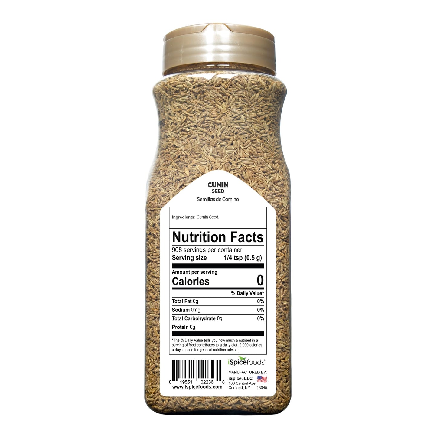 iSpice | Cumin Seed Whole | 16 oz | Bulk Size | Gourmet Spice | Kosher