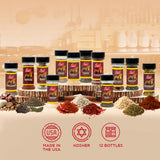 Lieber's Spice Set, Starter Seasoning & Herb 12 Piece Gift Set, Onion & Garlic Powder, Black, White, Crushed Red Pepper, Paprika, Oregano, Basil