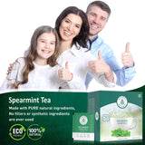 Spearmint Tea Bags - 100 Tea Bags - Pure Spearmint Leaves - Caffeine Free Herbal Tea - Natural Digestive Support & Breath Freshener - Non-GMO