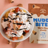 Muddy Bites - Milk Chocolate - Waffle Cone Snack Bite Sized Filled Cone Bites for Snack or Dessert Made with Cane Sugar, Kosher, Fair Trade Certified