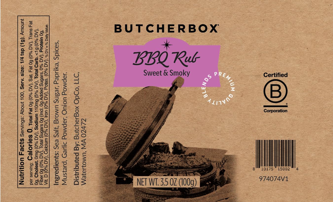 ButcherBox Sweet & Smoky BBQ Rub Seasoning, Premium Quality Blends, 3.5 oz