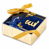 BABY SHOWER CHOCOLATE Set of 10 Islam Quran Tasbeeh Islamic Set | Holy Quran Prayer Beads Gift Box Favor (Dark Blue)