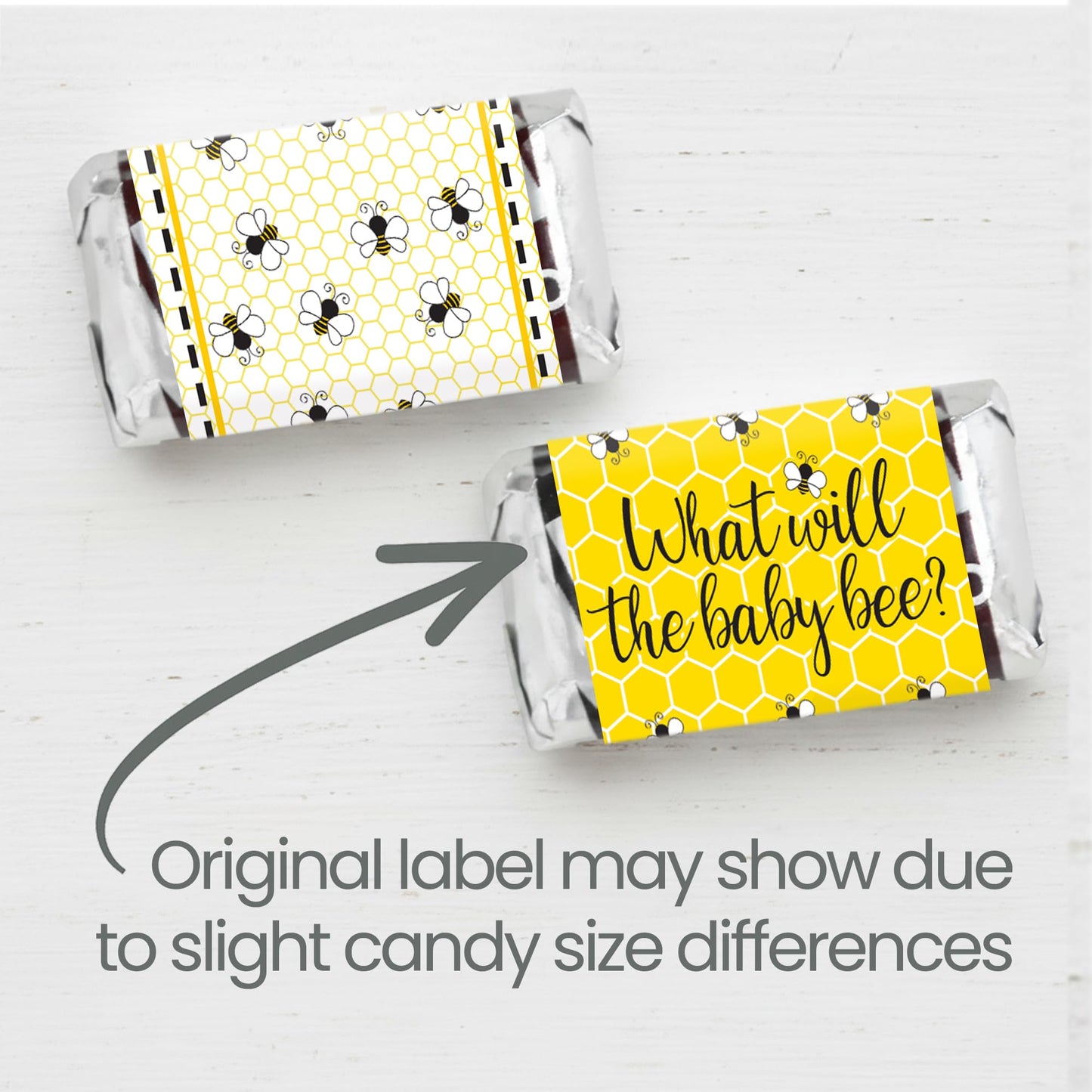Bee Gender Reveal Mini Chocolate Candy Wrapper Stickers, What Will It Bee Gender Reveal Party Favor Labels - 42 Count