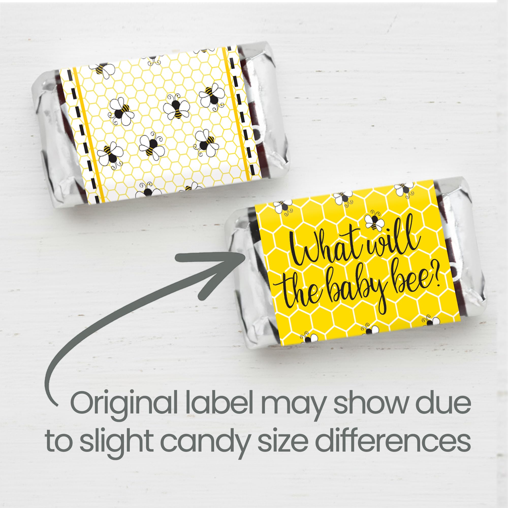 Bee Gender Reveal Mini Chocolate Candy Wrapper Stickers, What Will It Bee Gender Reveal Party Favor Labels - 42 Count