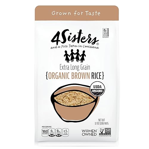 4Sisters - Organic Long Grain Brown Rice - Grown in USA - Sustainably Grown - Women Owned - Farm to Table - 2lb