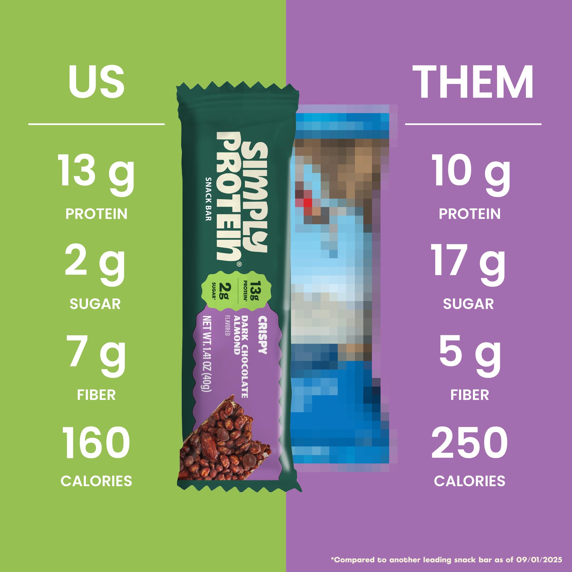 Simply Protein - Crispy Vegan Protein Bars Variety Pack, 3 Flavors - Plant Based, Protein Snacks - 13g Protein, 2g Sugar, 7g Fiber - Gluten Free, Non