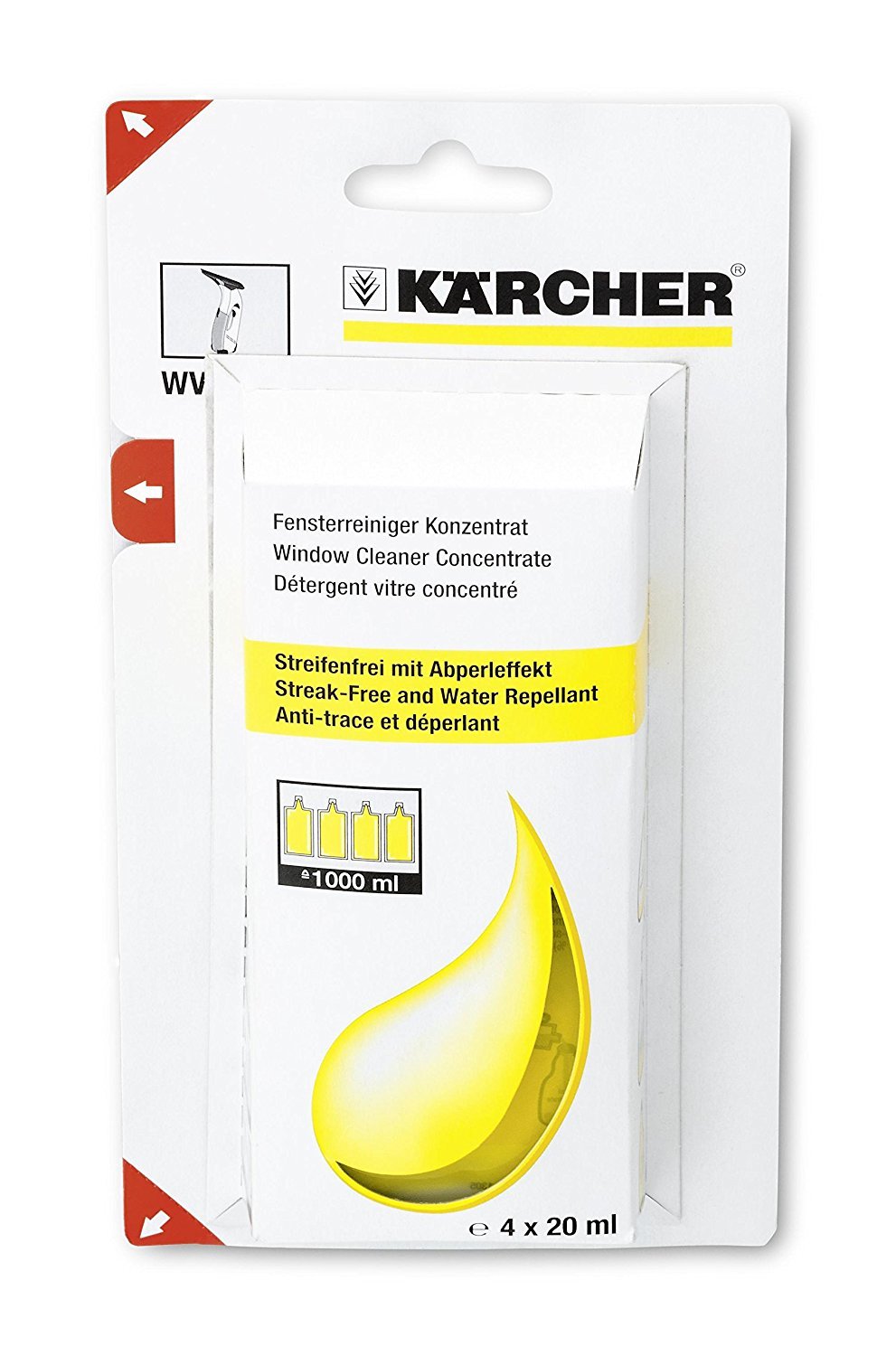 sakioo Kärcher Glasreiniger Konzentrat 4 x 20 ml, für WV, OEM 6.295-302.0