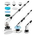 Powerful Electric Spin Scrubber, for Mom, Cordless Cleaning Brush, 90-Min Extended Runtime, Telescopic Long Handle, 8 Replaceable Heads, 2 Speeds