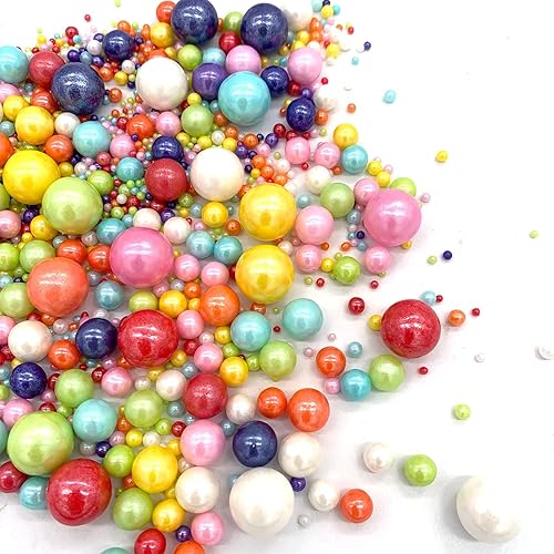 Weraru Edible Mixed Pearl Sugar Sprinkles Candy Mixing Size Baking Edible Cake Decorations Cupcake Toppers Cookie Decorating Celebrations Wedding