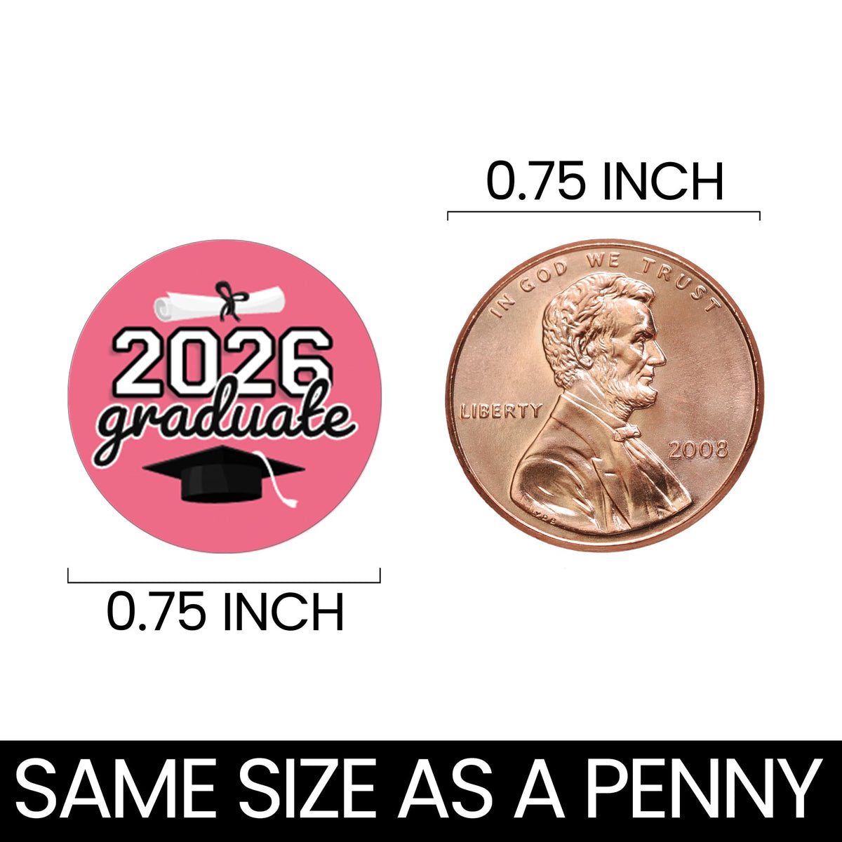 DISTINCTIVS Class of 2026 Graduation Candy Stickers for Chocolate Drops, Pink Grad Party Favors - 216 Count