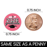 DISTINCTIVS Class of 2026 Graduation Candy Stickers for Chocolate Drops, Pink Grad Party Favors - 216 Count