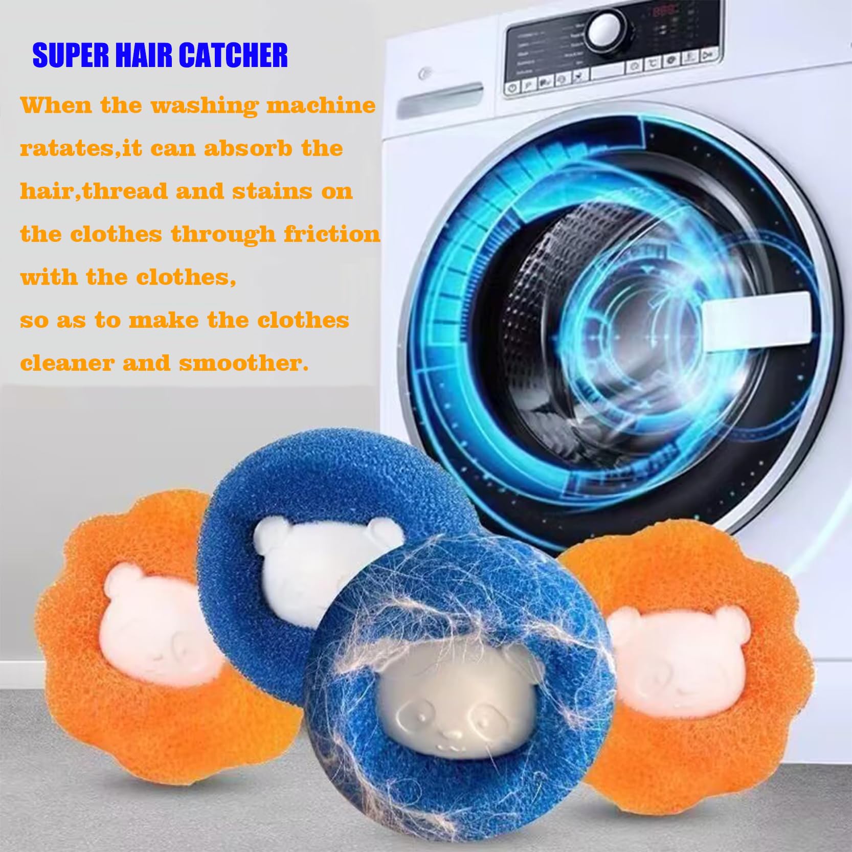 Washer Balls, Laundry Hair Lint Catcher Remover Balls - 10PCS Reusable Furs Hairs Catcher for Laundry, Dog Cat Hair Lint Removal for Washer Dryer