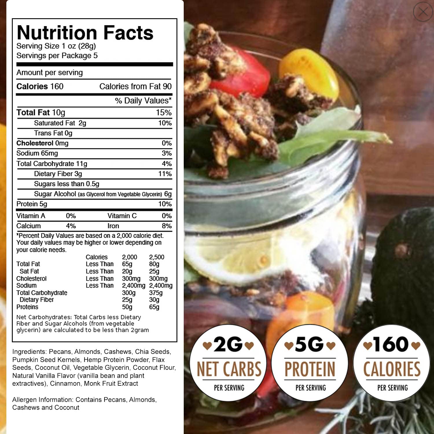 Keto Paleo Granola You Are Loved Foods | Delicious Nut and Seed Clusters | 2G Net Carbs 5G Protein 160 Calorie | Gluten Free Grain Free Paleo Vegan |