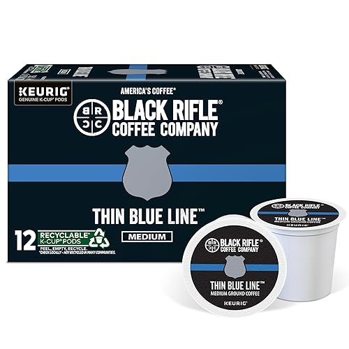 Black Rifle Coffee Company Thin Blue Line, 12 Count, Medium Roast K Cups - Single Serve K Cups Coffee Pods - Kcup Pods Compatible with Keurig 1.0