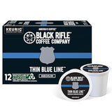 Black Rifle Coffee Company Thin Blue Line, 12 Count, Medium Roast K Cups - Single Serve K Cups Coffee Pods - Kcup Pods Compatible with Keurig 1.0