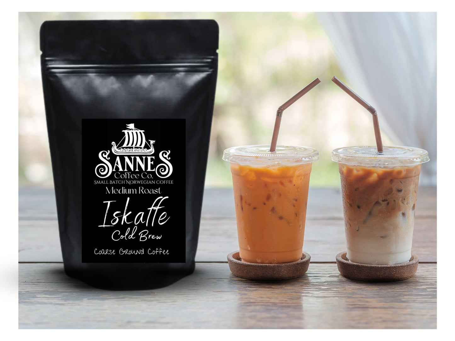 Sannes Coffee Co. Norwegian Iskaffe Cold Brew Coffee-Medium Roast-Course Grind-Filter Bag Included-Makes 1 Gallon of Cold Brew