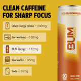 BUM Sugar-Free Energy Drink, Iced Tea Lemonade - No Artificial Colors, Natural Caffeine & Citicoline for Energy & Focus, Brain Boost & Workout Sports