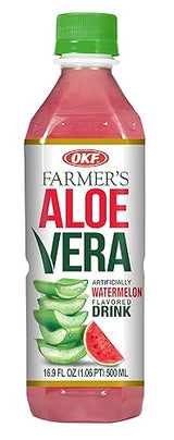 OKF Farmer's Aloe Vera Drink, Watermelon, 16.9 Fluid Ounce (Pack of 12)