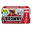 Brawny Tear-A-Square 3-Ply Paper Towels, 12 Double Rolls = 24 Regular Rolls, Strong, Absorbent, and Durable with 3 Sheet Sizes