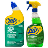 Zep Acidic Toilet Bowl Cleaner 32 oz (1 Unit) and Zep All-Purpose Cleaner 32 oz (1 Unit) - Toilet Bowl Cleaner with All-Purpose Surface Cleaner