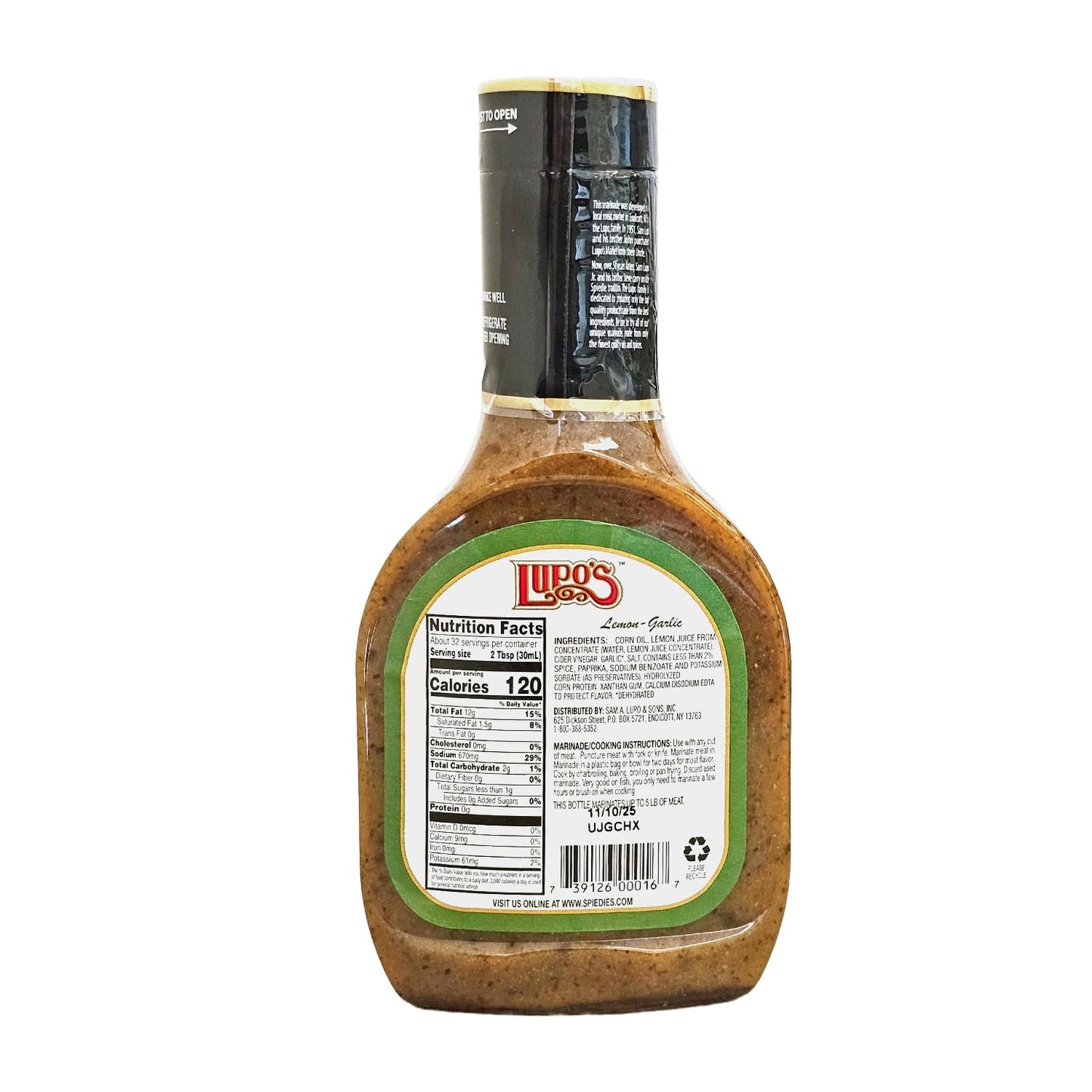 Lupo's Lemon-Garlic Marinade 16 Oz