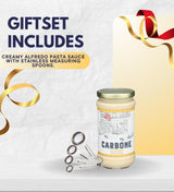 Carbone Alfredo Pasta Sauce (15 OZ.) Bundle with Measuring Spoon for Creamy Pasta Preparation and Controlled Serving - Gift Set (2 Items)