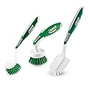 Libman Green & White Cleaning Brush Kit, 3-Piece Set, All-Purpose Brushes for Kitchen, Basins, Sinks, Dishwashers