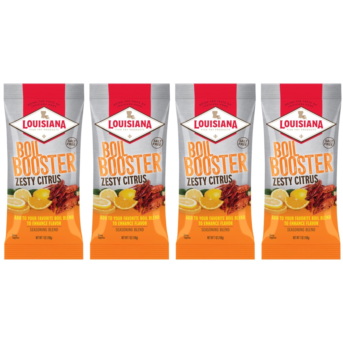 Zesty Citrus Boil Booster - Seafood Boil Enhancer - Crab, Shrimp, Crawfish Seasonings, Boil Mix and Spice Enhancer 7 oz. (Pack of 4) By Louisiana Fish