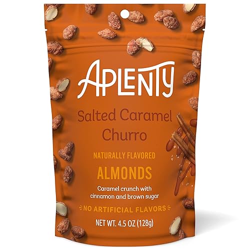 Amazon Brand - Aplenty, Salted Caramel Churro Almonds, 4.5 oz