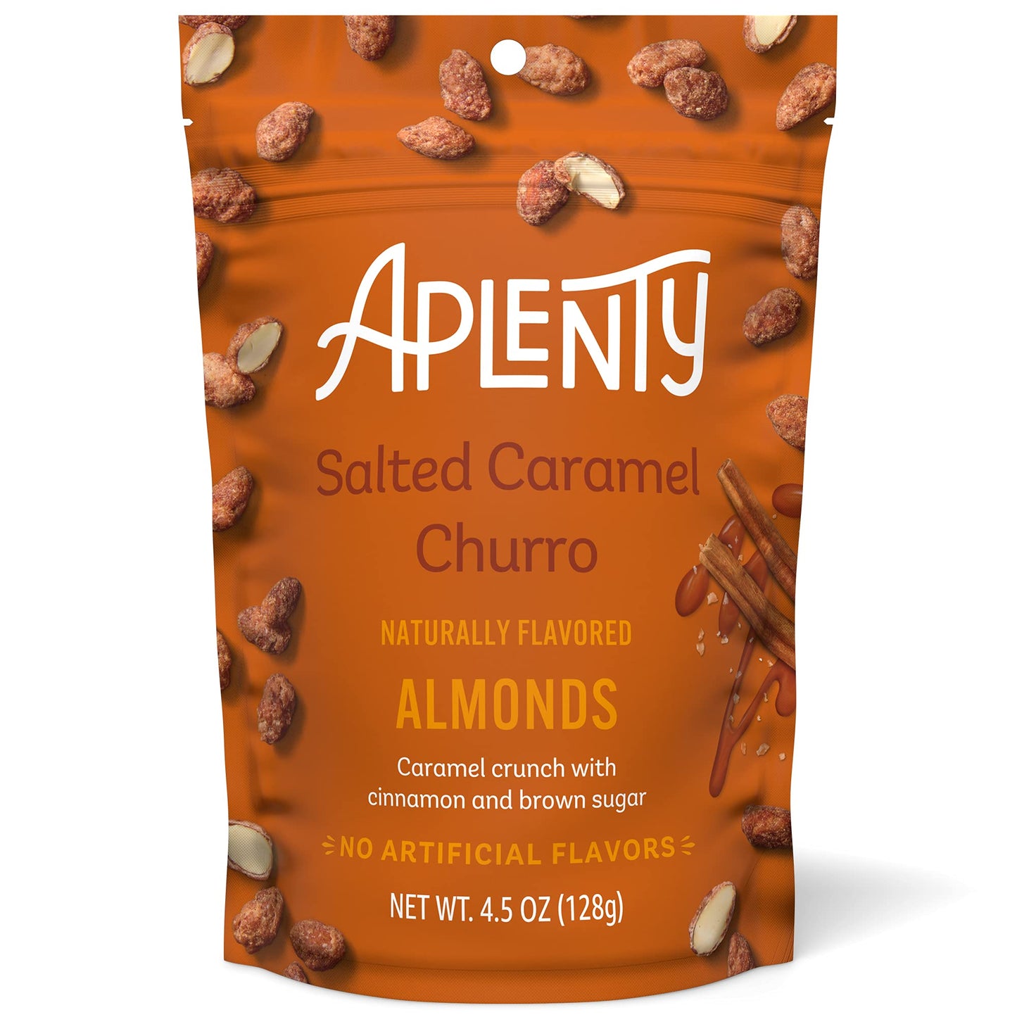 Amazon Brand - Aplenty, Salted Caramel Churro Almonds, 4.5 oz