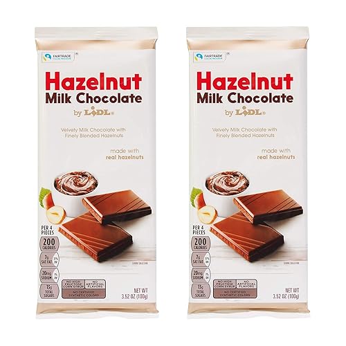 Lidl Hazelnut Milk Chocolate Bar - 3.52 OZ - Fair Trade - Made in Germany (2 Pack)