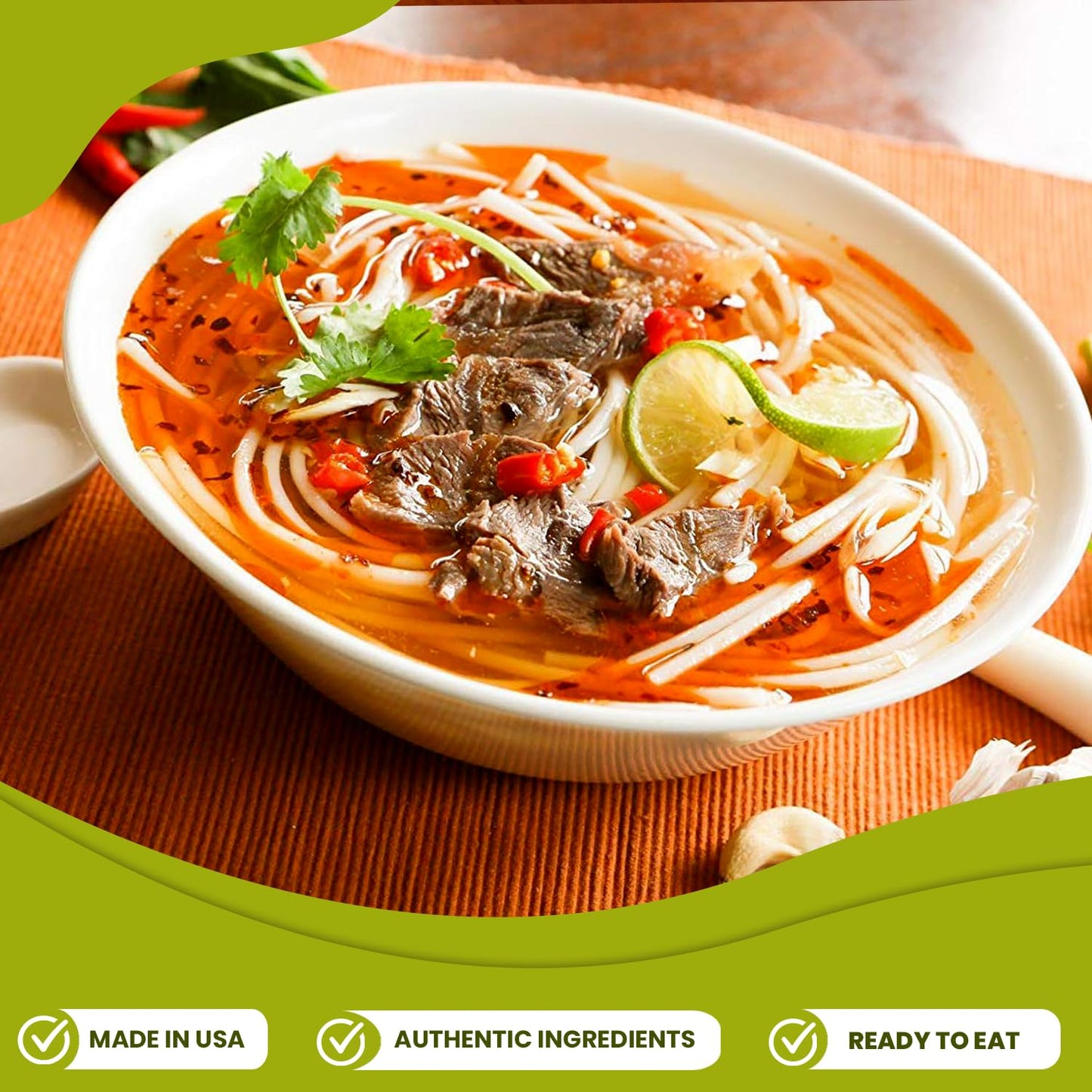 Essence of Lotus Instant Spicy Beef Pho Soup Mix - Ready-to-Eat Flavorful, Restaurant-Quality Pho broth, Made in the US (Spicy Beef Soup Mix, 1-Pack)