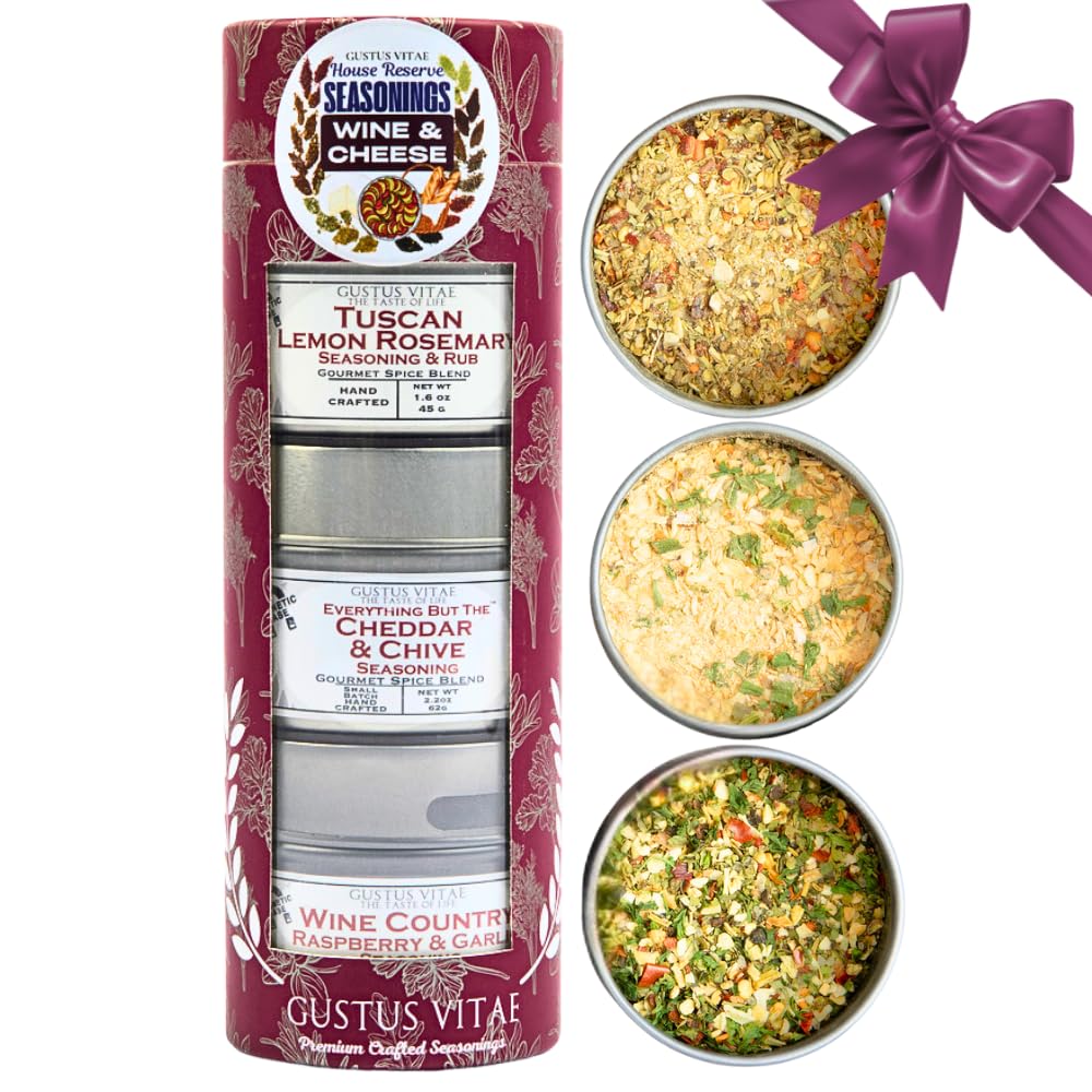 Wine & Cheese House Reserve Seasonings | | Gift Packaged Set of 3 Spice Blends | All Natural, Non GMO | Gourmet Infused Spice & Herb Blends | Perfect