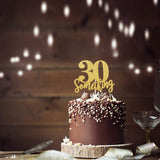 30 Someting Cake Topper, Happy 30th Birthday Sign,Dirty 30 Cake Topper,Hello 30 Party Decorations (Double Sided Gold Glitter)