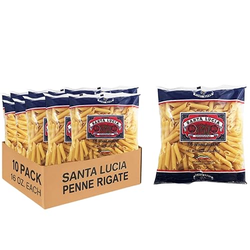 Pasta Santa Lucia Penne Rigate, Pack Of 10 (16 Oz Each), Authentic Italian Ridged Penne, 100% Durum Wheat For Baked Ziti & Marinara Sauce, Non-GMO