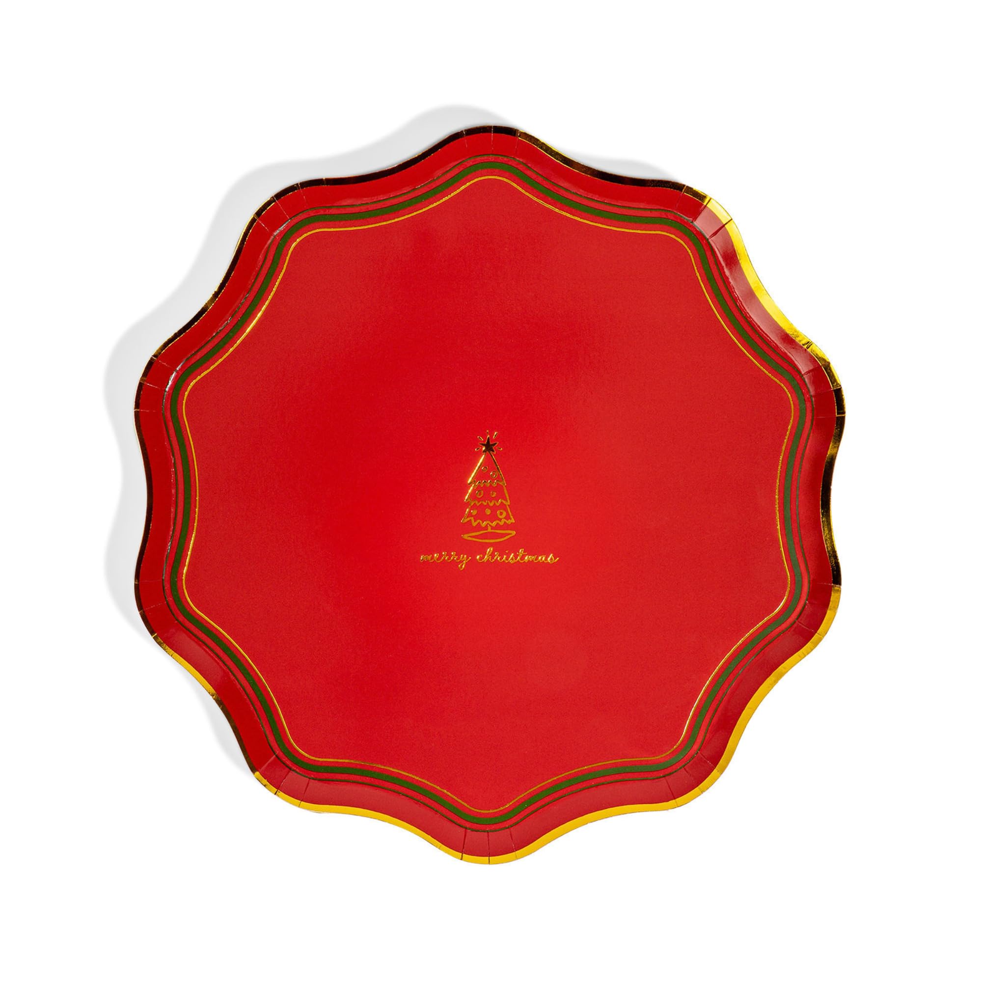 Emergency Confetti 20 Ct 10.5" Christmas Party Plates - Gold Foil Disposable Paper Plates for Holiday Celebrations, Appetizers, and Dessert - Premium