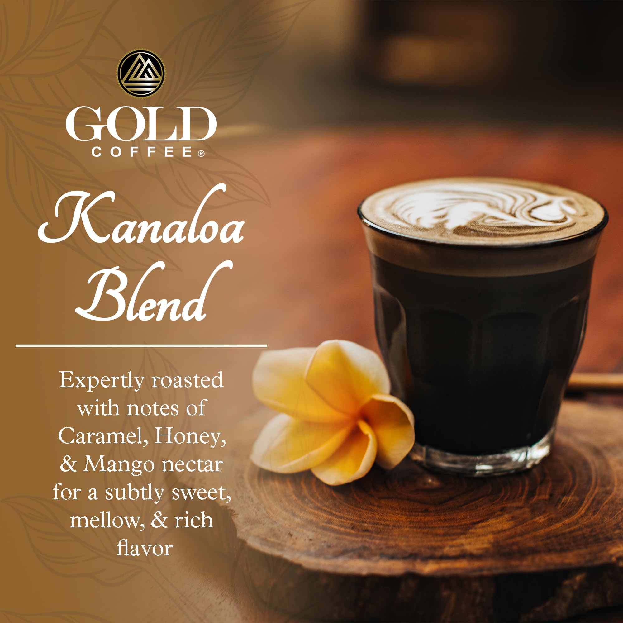 Gold Coffee Co. Kanaloa Premium House Blend - Medium Roast, Whole Bean 100% Arabica Coffee - Notes of Caramel, Honey, Mango Nectar, 1 lb.