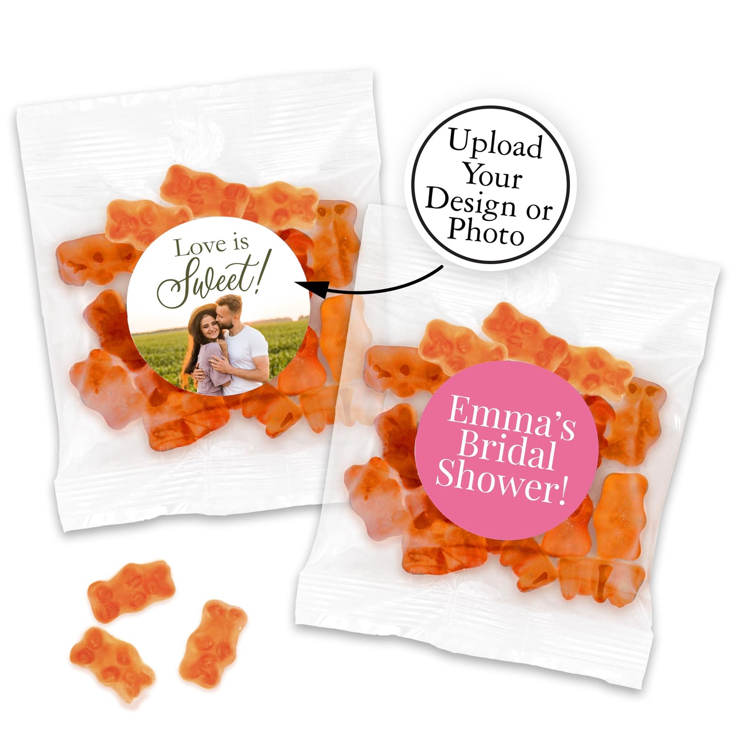 Personalized Gummy Bear Favors - Champagne Flavor, Personalized Champagne Gummy Bears Packets (Set of 24)