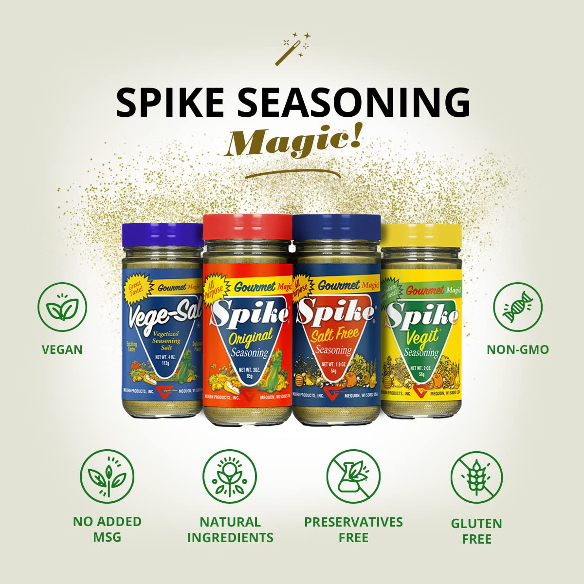 Spike Original All-Purpose Seasoning, All Natural, Low Sodium, No Sugar, No MSG, Zero Calories, Vegan (6 Pack - 3 Oz Each)