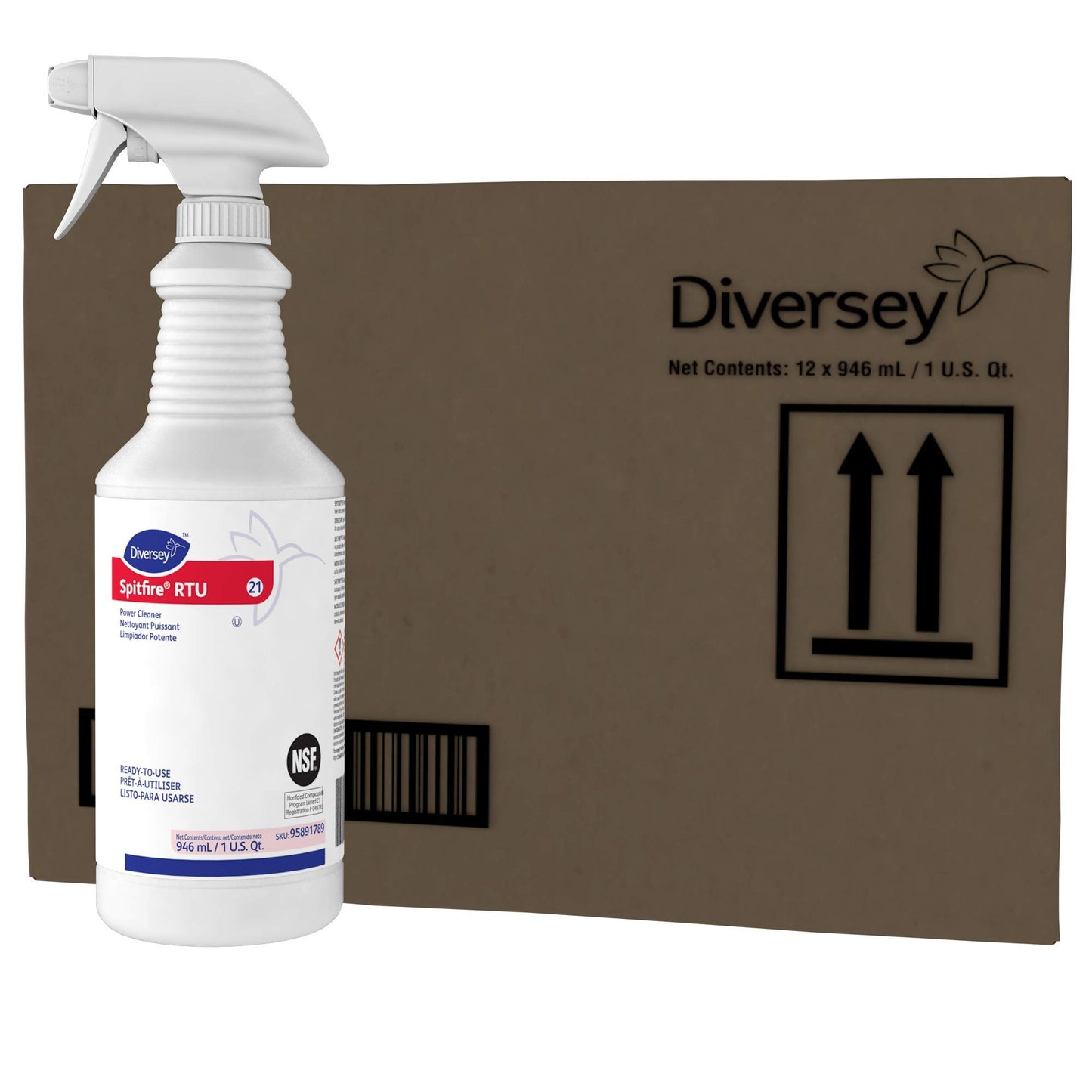 Spitfire 95891789 RTU Power Cleaner, Heavy Duty Degreaser for Shops & Kitchens, Pine Scent, Ready-to-Use Capped, 32-Ounce (Pack of 12 with 12 Spray