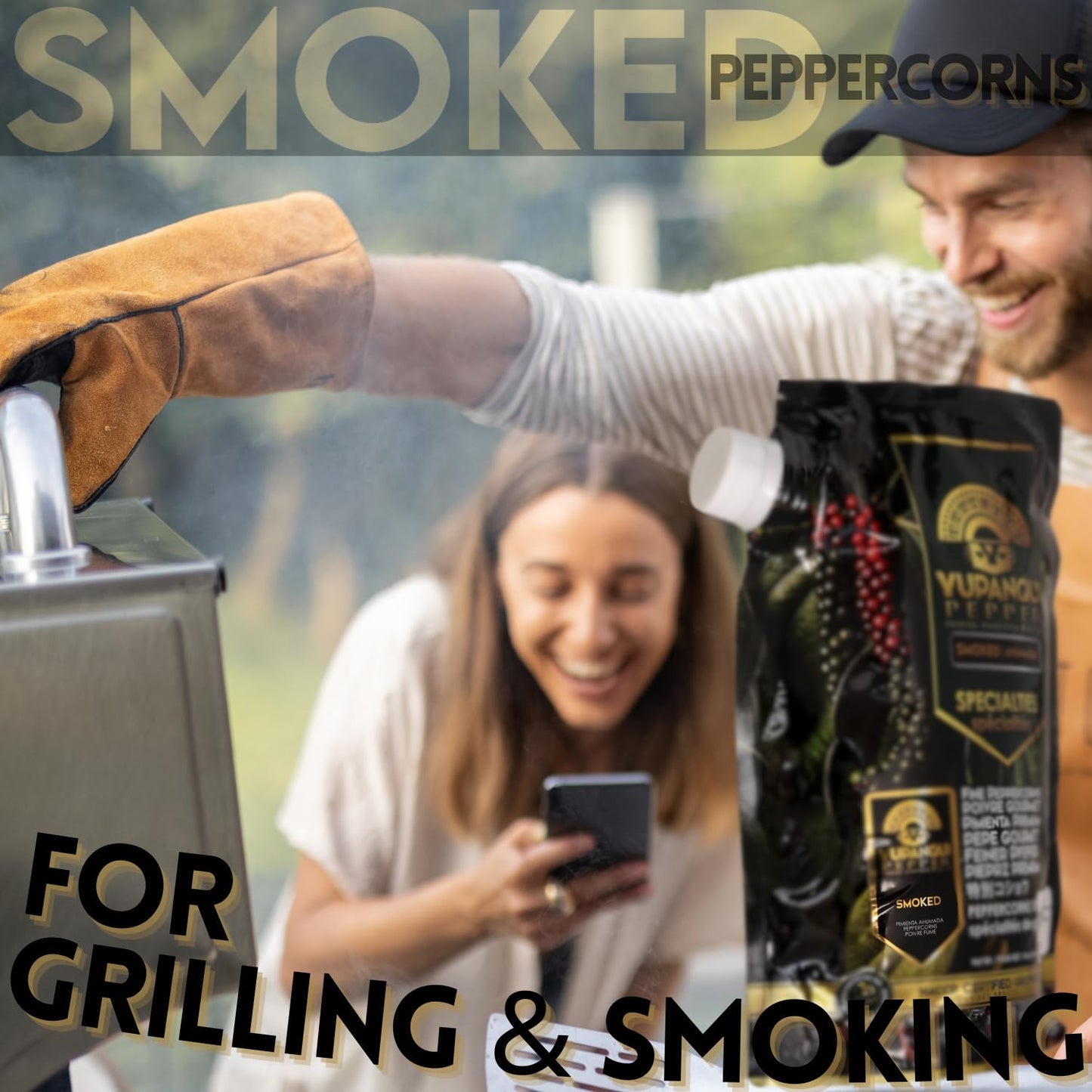 YUPANQUI Smoked Peppercorns Whole [17.6oz] Best Smoked Black Pepper Organic for BBQ Grilling & Steak - Black Peppercorn Smoke Pepper corn for Grinder