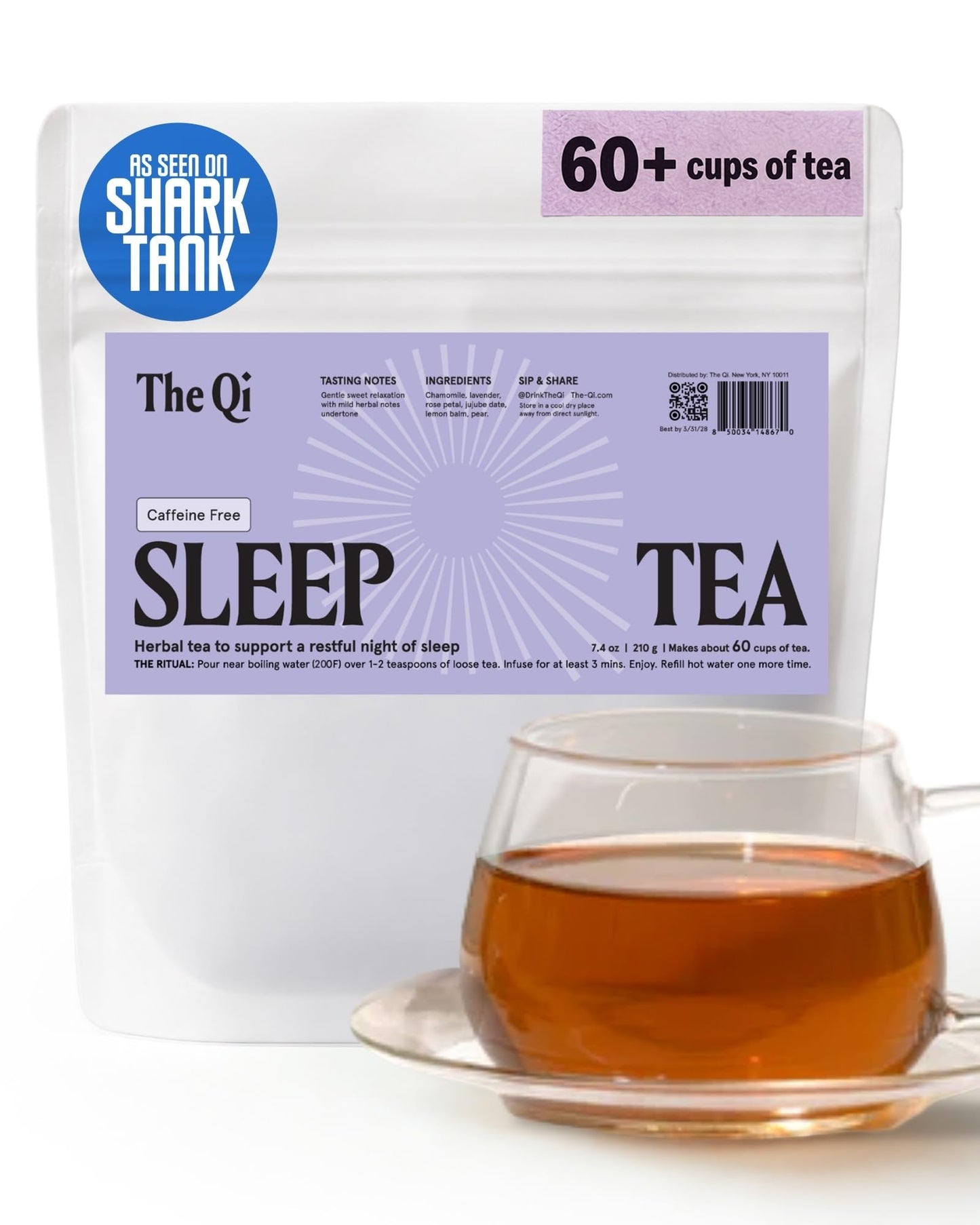 The-Qi Sleep Herbal Tea - 100% All Natural Whole Dried Flowers & Herbs Tea for Calm & Relaxation - Chamomile, Rose Petals, Lavender, Jujube Dates